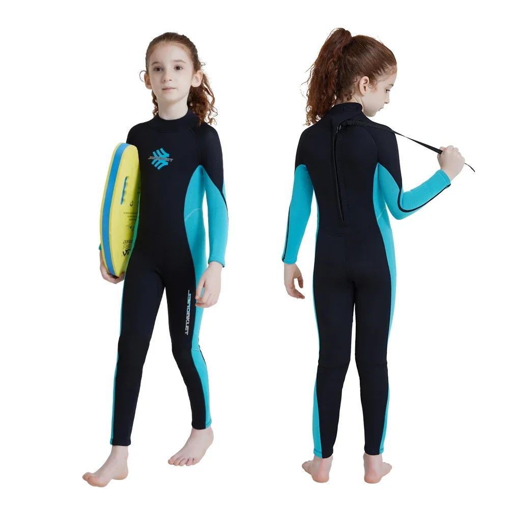 Traje de neopreno de 3mm para niños y niñas, traje de neopreno térmico de una pieza con cremallera trasera para deportes acuáticos, snorkel,