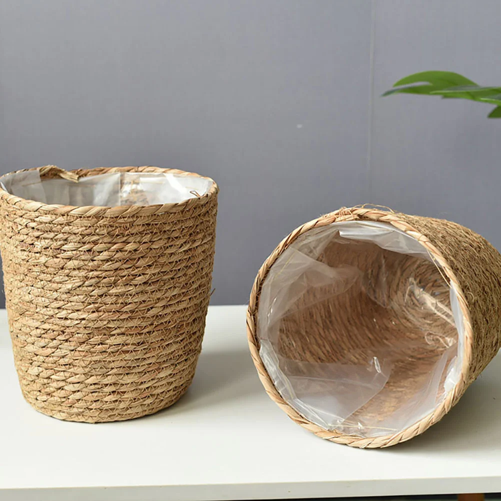 Straw Weaving Woven Flower Basket Plant Baskets Indoor Durable Woven Planter Garden Flower Baskets Planter Basket Home Supplies