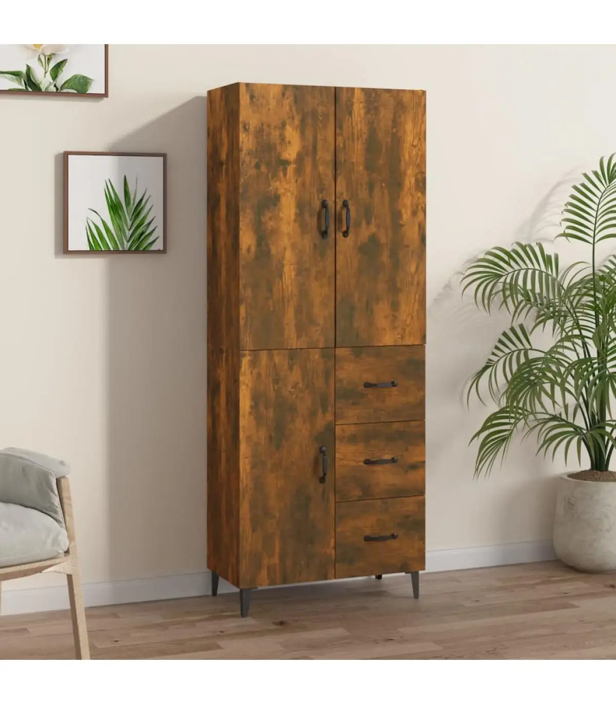 69,5x34x180 cm smoky oak plywood high sideboards