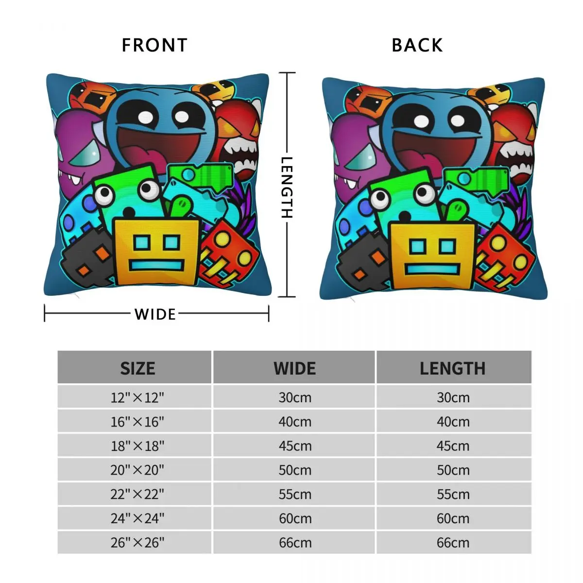 Geometry Dash Old School Gaming Square Pillowcase Polyester Linen Velvet Pattern Decor Throw Pillow Case Sofa Seater Case 45x45