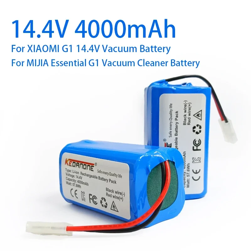 

18650 4S1P 14.4V 4000mAh Lithium Battery Pack,For XIAOMI MIJIA Robot Vacuum-Mop Essential G1 MJSTG1,SKV4136GL H18650CH R30 R35