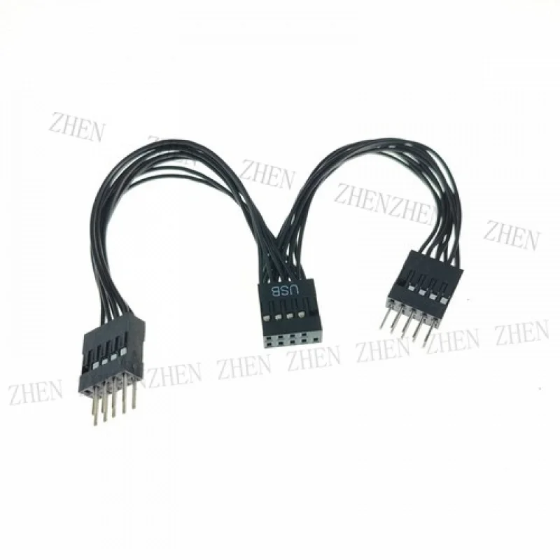 Y Y Motherboard Extension Cable 9Pin USB 1 Female to 2 Male Splitter Y Cable CORD