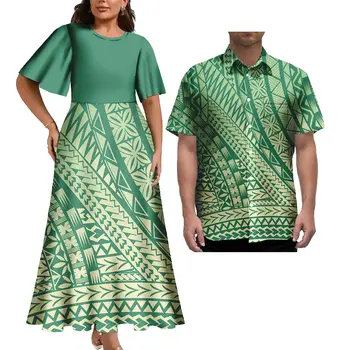 Robe Puletasi assortie pour couples imprimées et chemise haw...