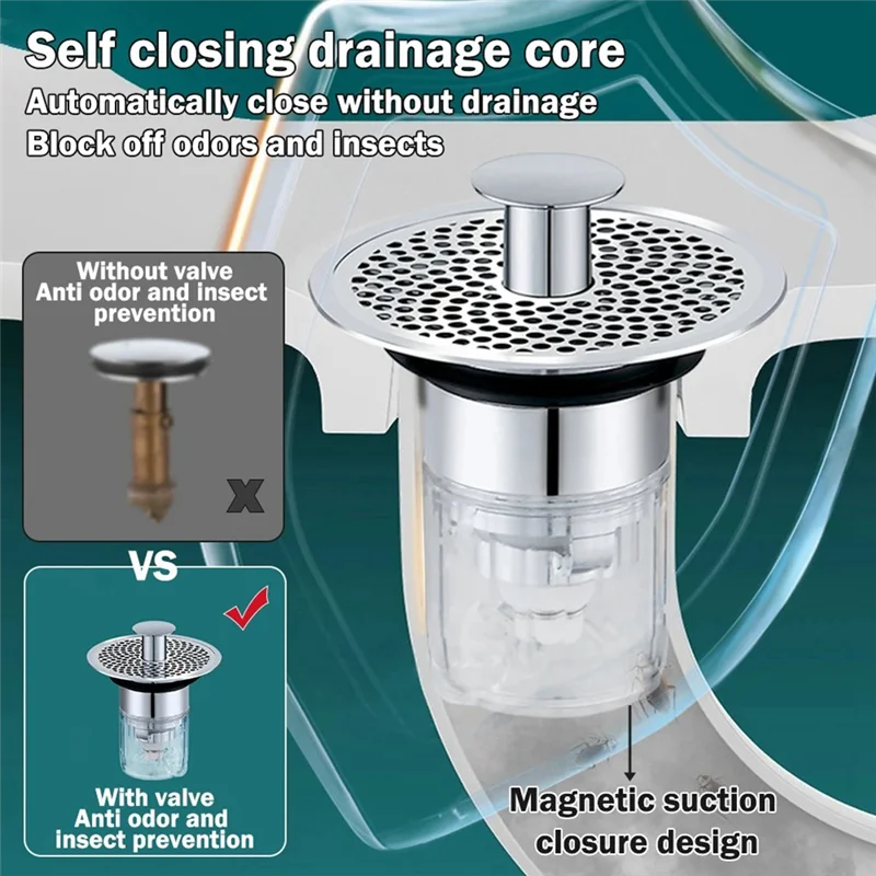 

Floor Drain Filter Parts Bathroom Wash Sink Basin -Up Core A Y42A-Sink Drain Stopper