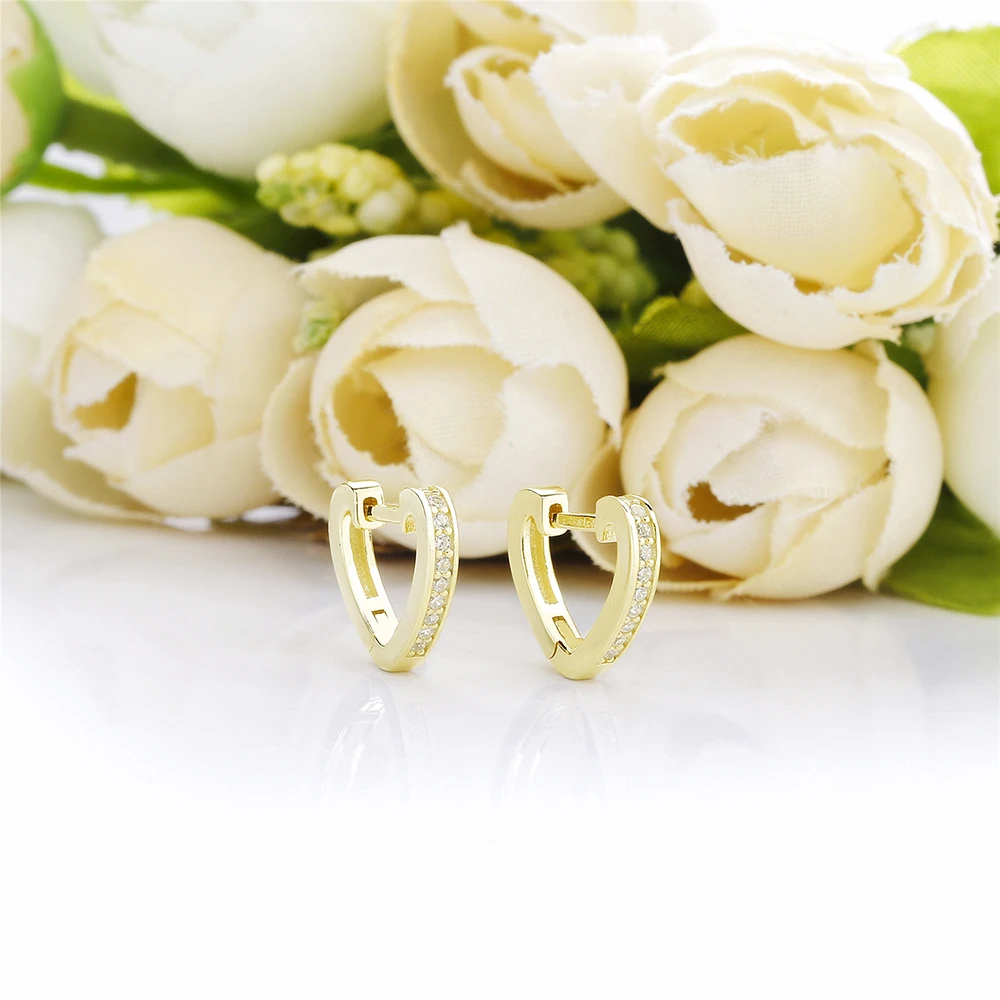 SHADOWHUNTERS 100% ريال 925 فضة شكل قلب هوب أقراط الزركون للنساء مجوهرات رومانسية هدية 925 ثقب الفضة #6