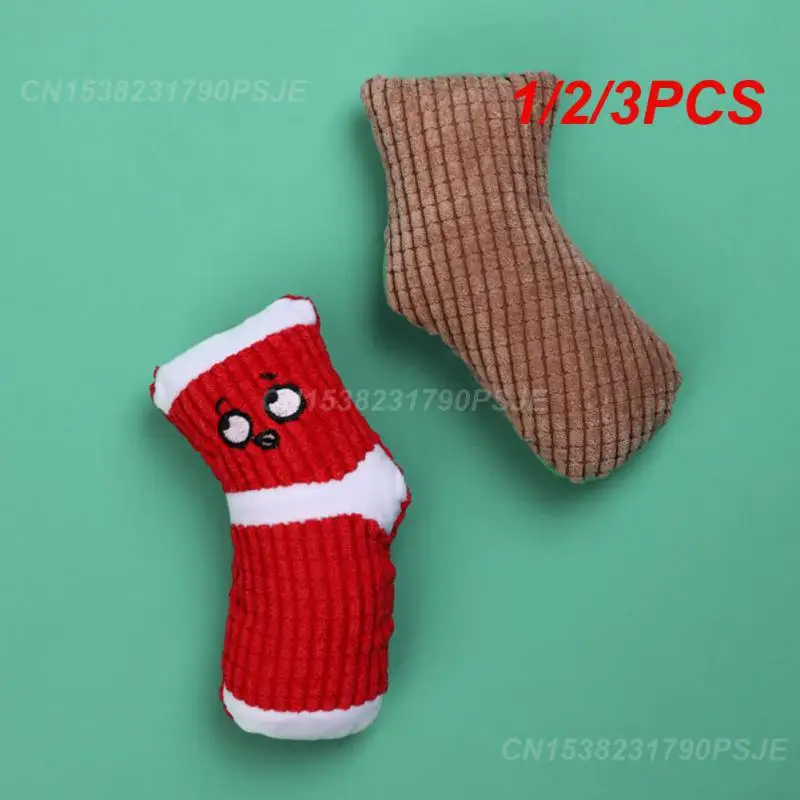 1/2/3PCS Cleaning Teeth Safe Colorful Fleece Chew Toy For Dogs Squeak Kitten Popular Plush Interactive Irresistible Socks