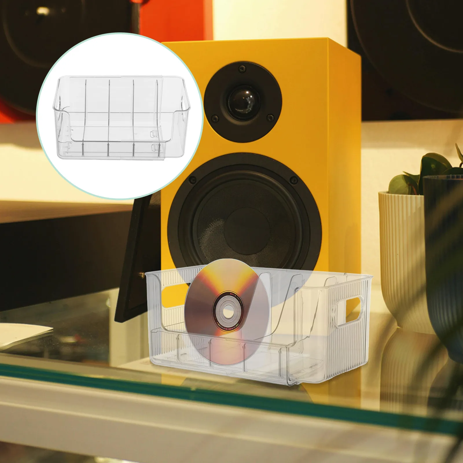 Clear Telescoping Cd Storage Box Removable Dividers Adjustable Acrylic Organizer for Home Office Music Disc Collection Holder