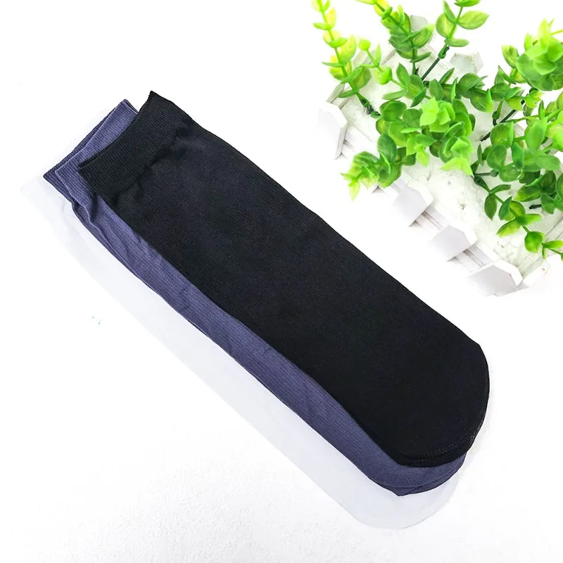 10-20Pairs Men Ice Silk Summer Spring Ultra-thin Solid Business Breathable Soft Socks Ankle  Free Style Bamboo Fiber Socks