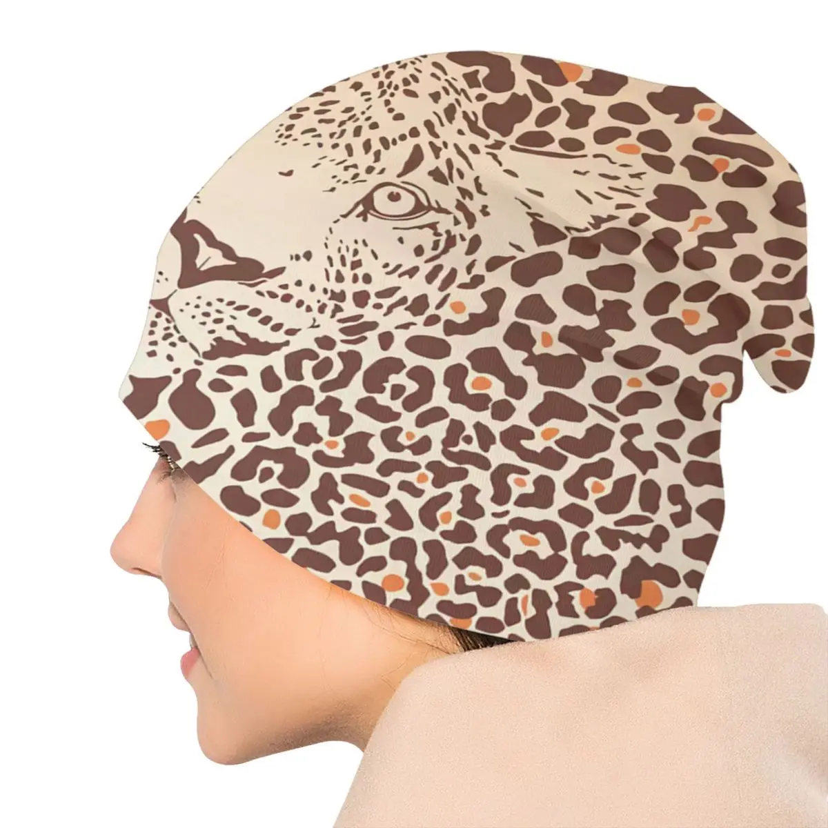 Tropical Wild Animal Leopard Skin Leather Texture Bonnet Hats Street Knitted Hat For Women Men Winter Warm Skullies Beanies Caps