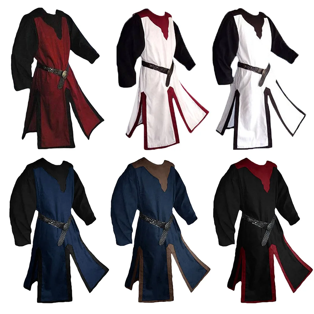 

Mens Medieval Crusader Knights Templar Tunic Costumes Renaissance Halloween Long Robe Party Stage Cosplay Adult