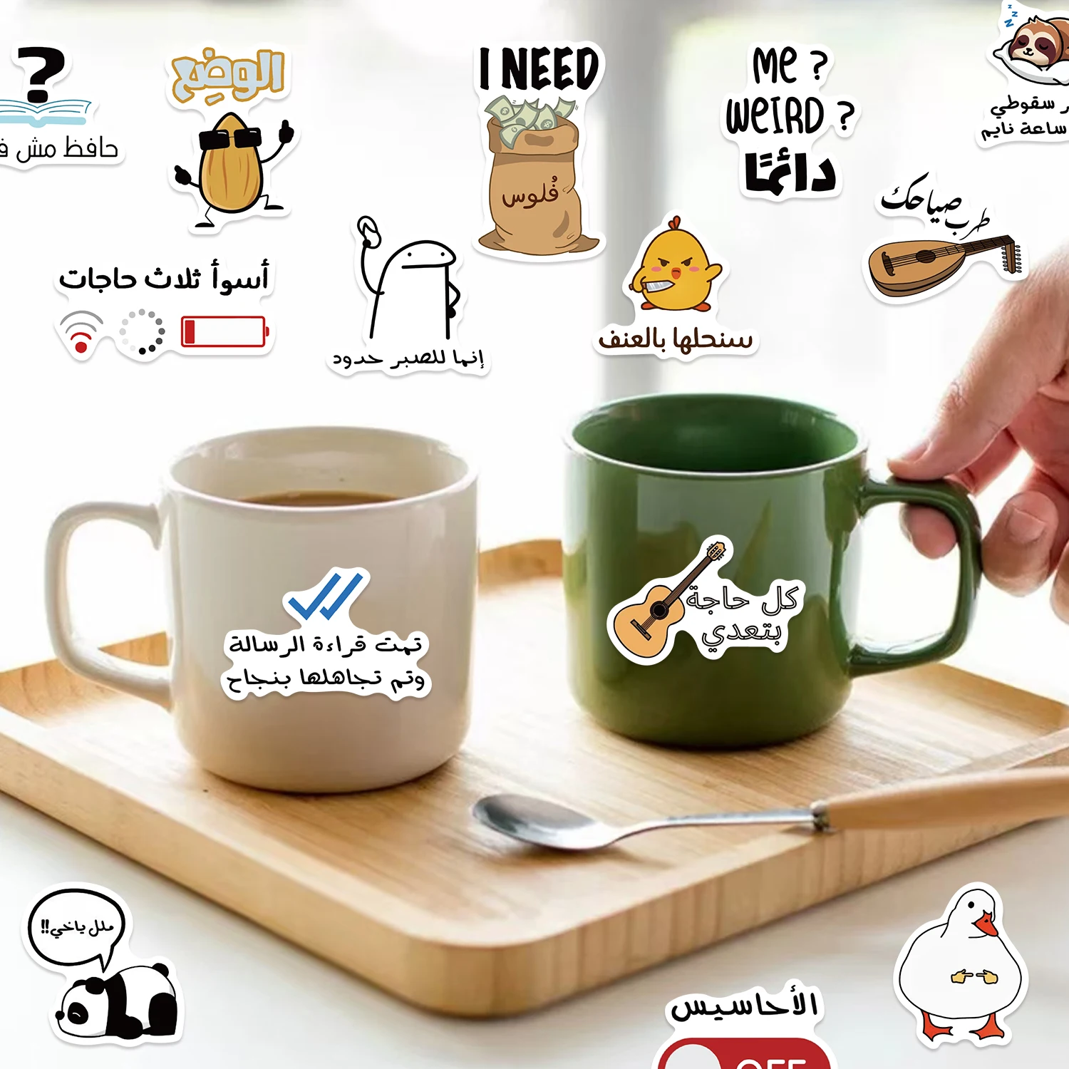 57 szt. arabskich naklejek winylowych MeMe, wodoodporne naklejki, do samodzielnego tworzenia albumów, dzienników, na bagaż, deskorolki, naklejki dekoracyjne