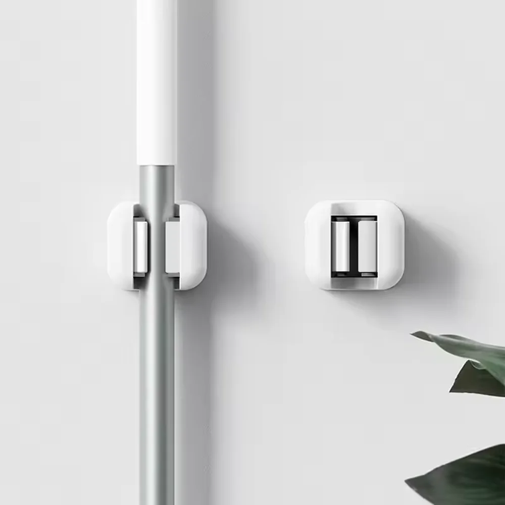 

2-10 Pcs No-Drill Mop Holder with Suction Cups, Wall Mount Broom & Cleaning Tool Organizer with Locking Clamp, Space Saver