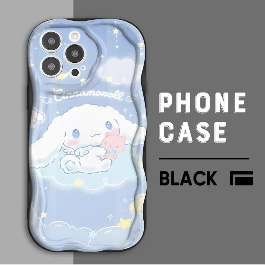 iPhone 16e、11、13、15 Plus、14、XS、X、12 Mini、16 Pro Max用ソフトフォンカバーケース、漫画風シナモロール