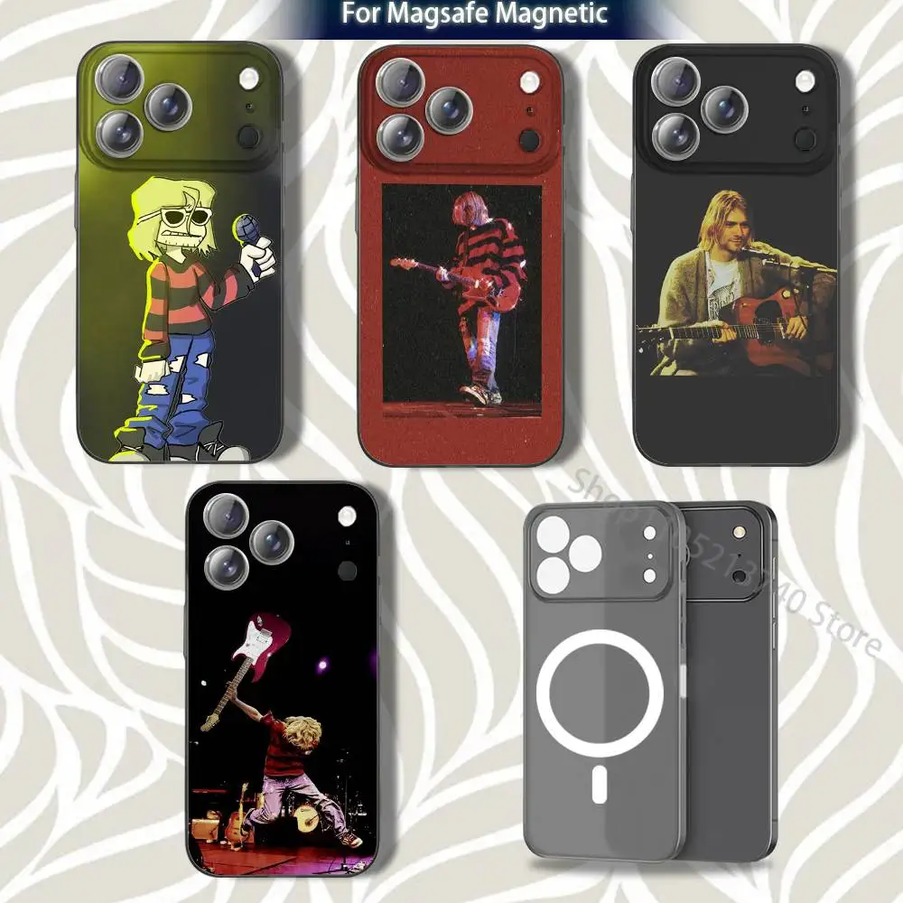 

K-KurtS C-CobainS Singer Phone Case For iPhone 16,14,11,17,13,15,12,Air,Plus,Pro,Max,E,Mini Frosted for MagSafe Magnetic Grey