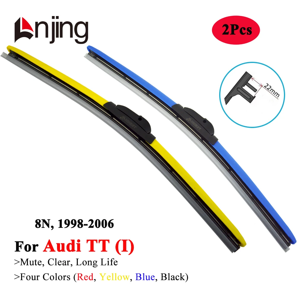 LNJING Colorful Hybrid Wiper Blades for Audi TT 8N 1998 1999 2000 2001 2002 2003 2004 2005 2006 Car Exterior Replacement Parts