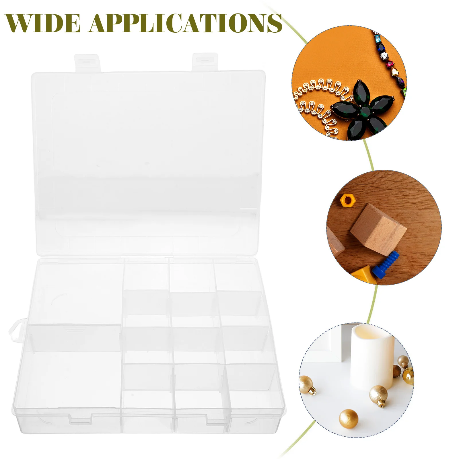 

Clear Plastic Organizer Box Adjustable Dividers Storage For Beads Jewelry Tools Crafts Small Parts Transparent Compartment