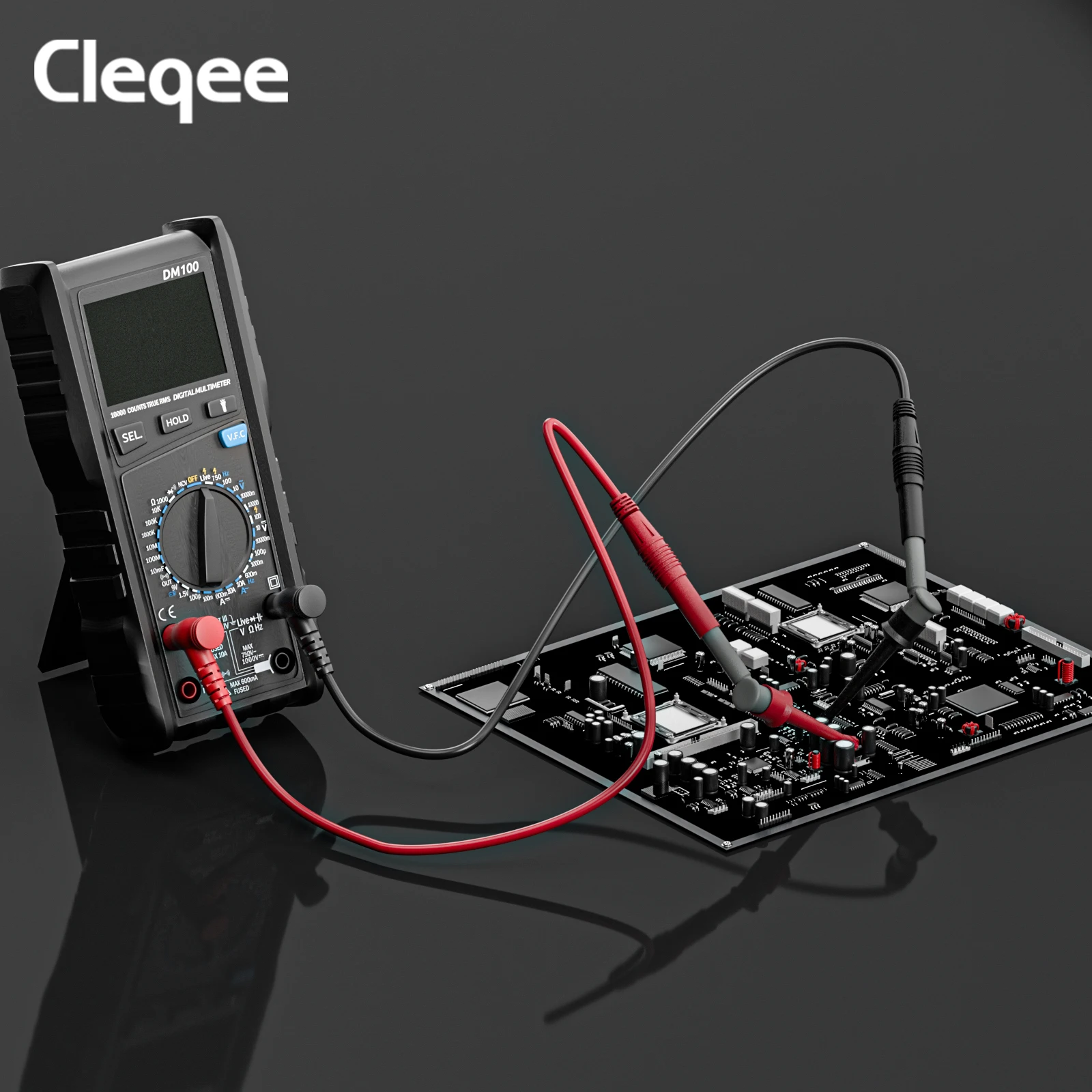 Cleqee P30007B Testhaken-Clips-Greifer mit 2 mm oder 4 mm Buchse für elektrische Prüfungen mit 2 mm Stecker oder 4 mm Stecker