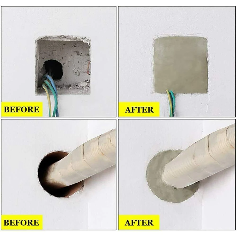 1/4pcs Wall Hole Sealing Cement Clay Sealant Cover Crack Waterproof Repair Air Conditioning Holes Sewer Sealing Mending