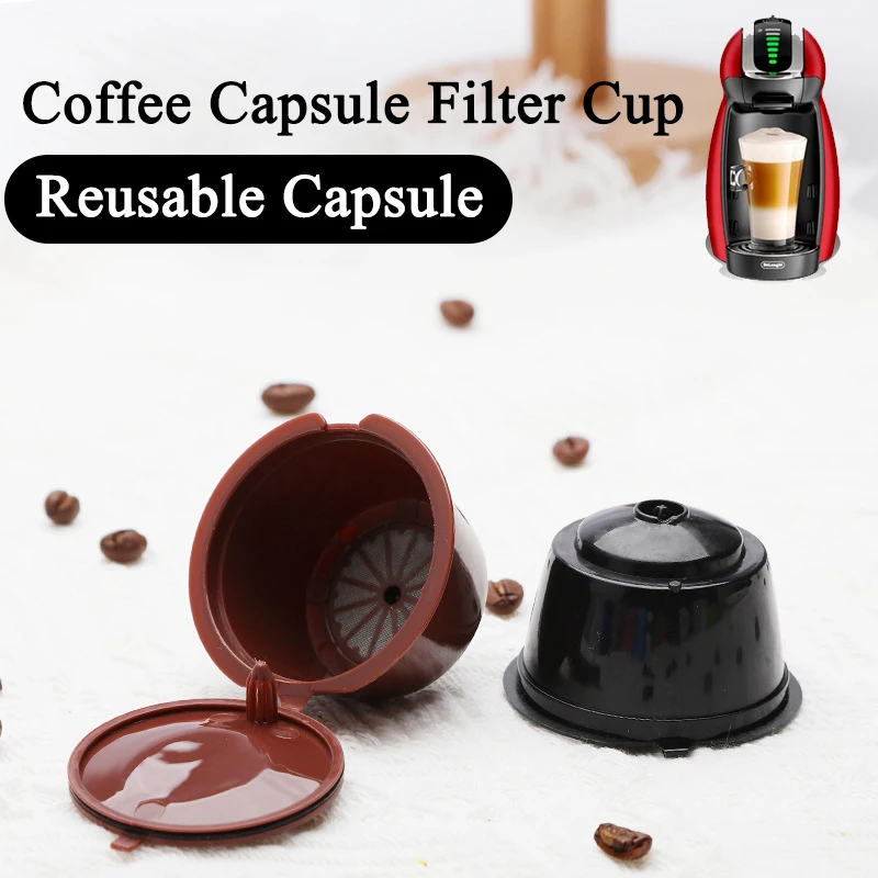 1/6PCS Refillable Coffee Capsule Filter Cups for Nescafe Dolce Gusto Refillable Caps Filter Baskets Strainer Coffeeware Crema