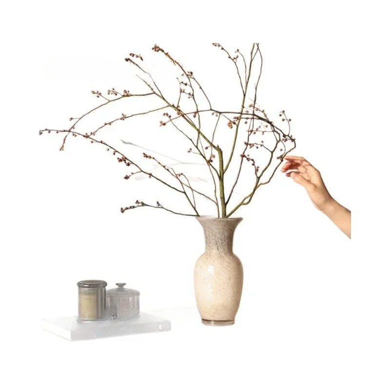 Light luxury warm gray glass vase ornament retro hydroponics living room desktop flower arrangement decoration