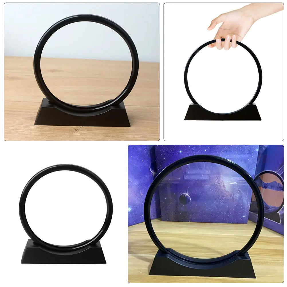 DIY Beweglicher Sandbild-Bilderrahmen aus schwarzem Kunststoff – Zoll-Rund- und Quadrat-Format, fließendes Sand-Set für Kinder, Erwachsene, Bürodekoration