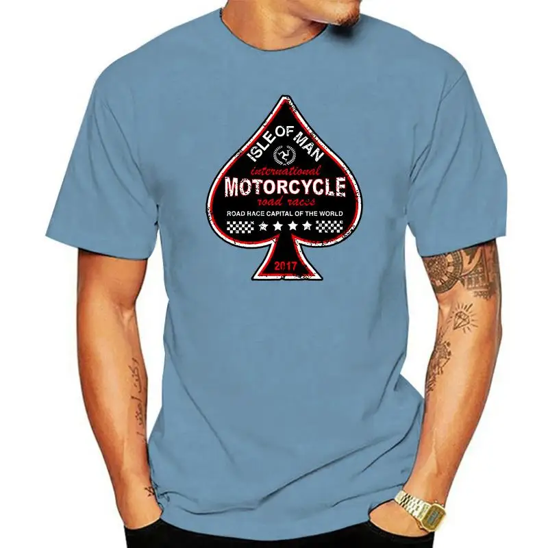 2022 Summer Men Cotton Clothing Printed Round Man T shirt isle of man TT Road Race Ace Of Spades Motorcycle Tee Shirt