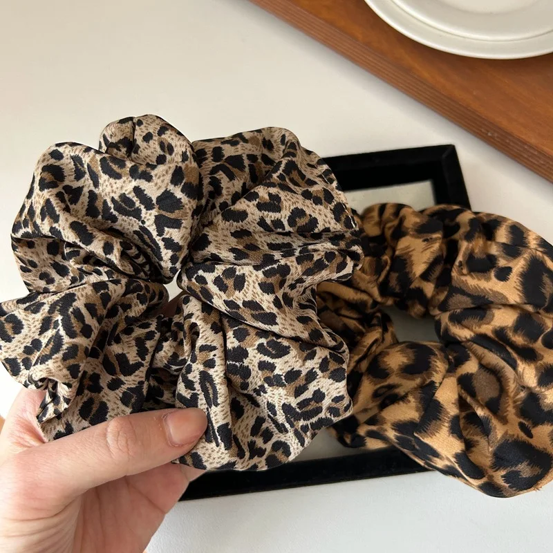 korea big Leopard print scrunchies for women elastic hair tie girls large hair rubber bands adult scrunchies oversize accessorie