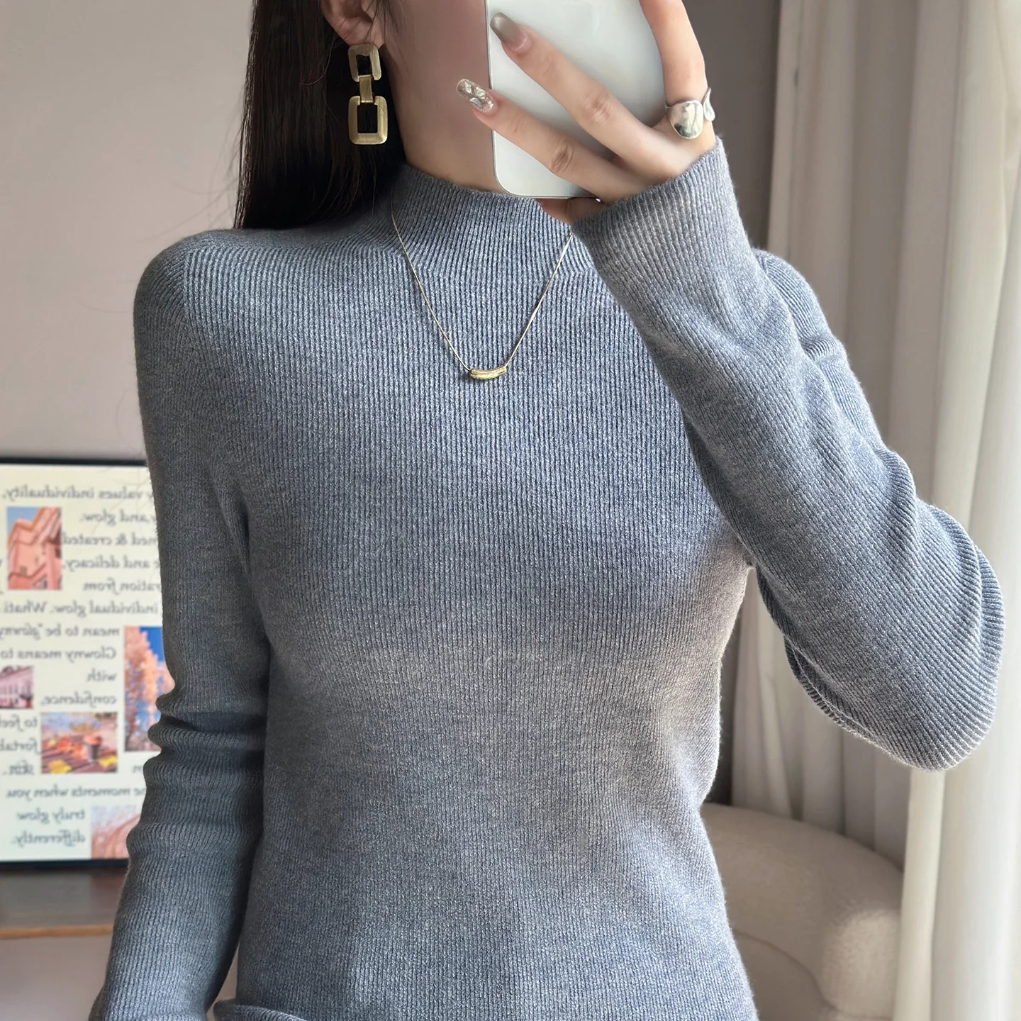 

Горячий свитер, женские тенденции, зимняя одежда 2025 года, топ с длинными рукавами и круглым вырезом, женская одежда из искусственного кашемира, пуловер, блузка