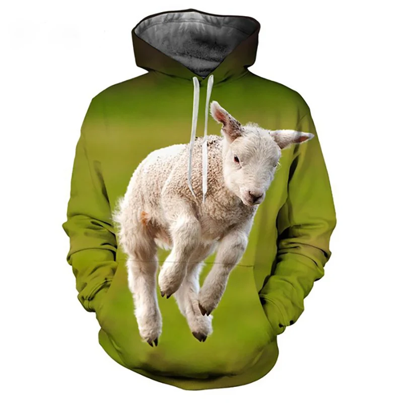 Cute Sheep Hoodie Funny Animal 3D Print Men Women Streetwear Hoodies Oversized Pullover Hooded Sweatshirts Male Tops Clothing