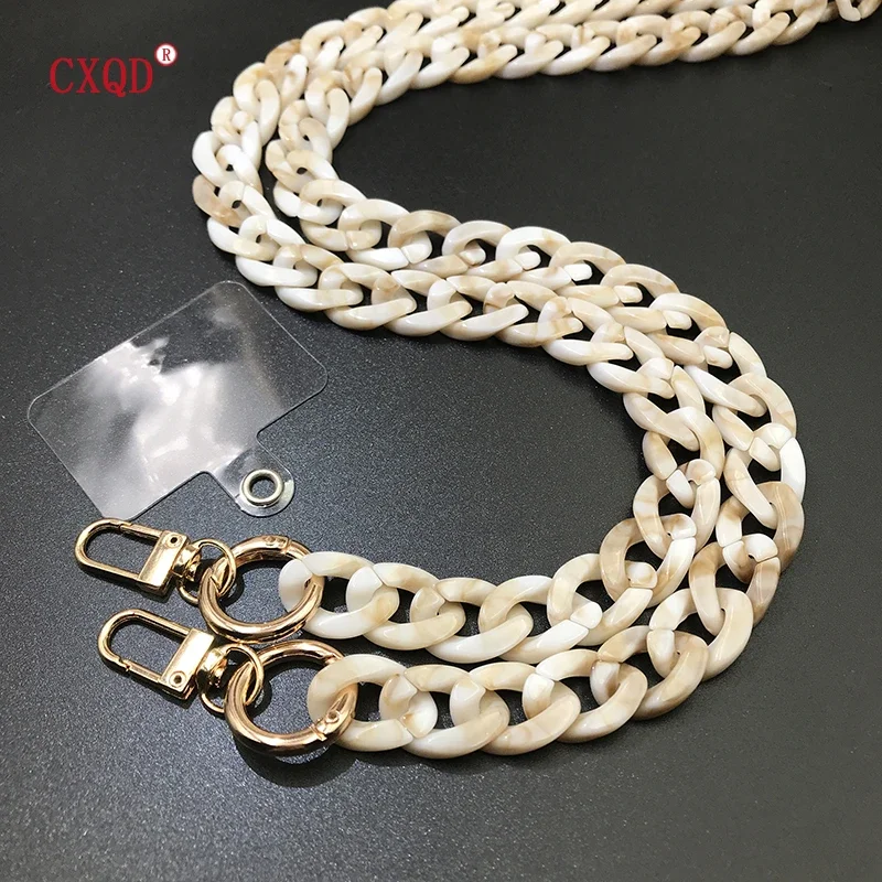 Cordão de telefone com design chanfrado colorido, 125cm, corrente de telefone celular acrílica anti-perda, alça de pescoço portátil para acessórios ao ar livre, presentes