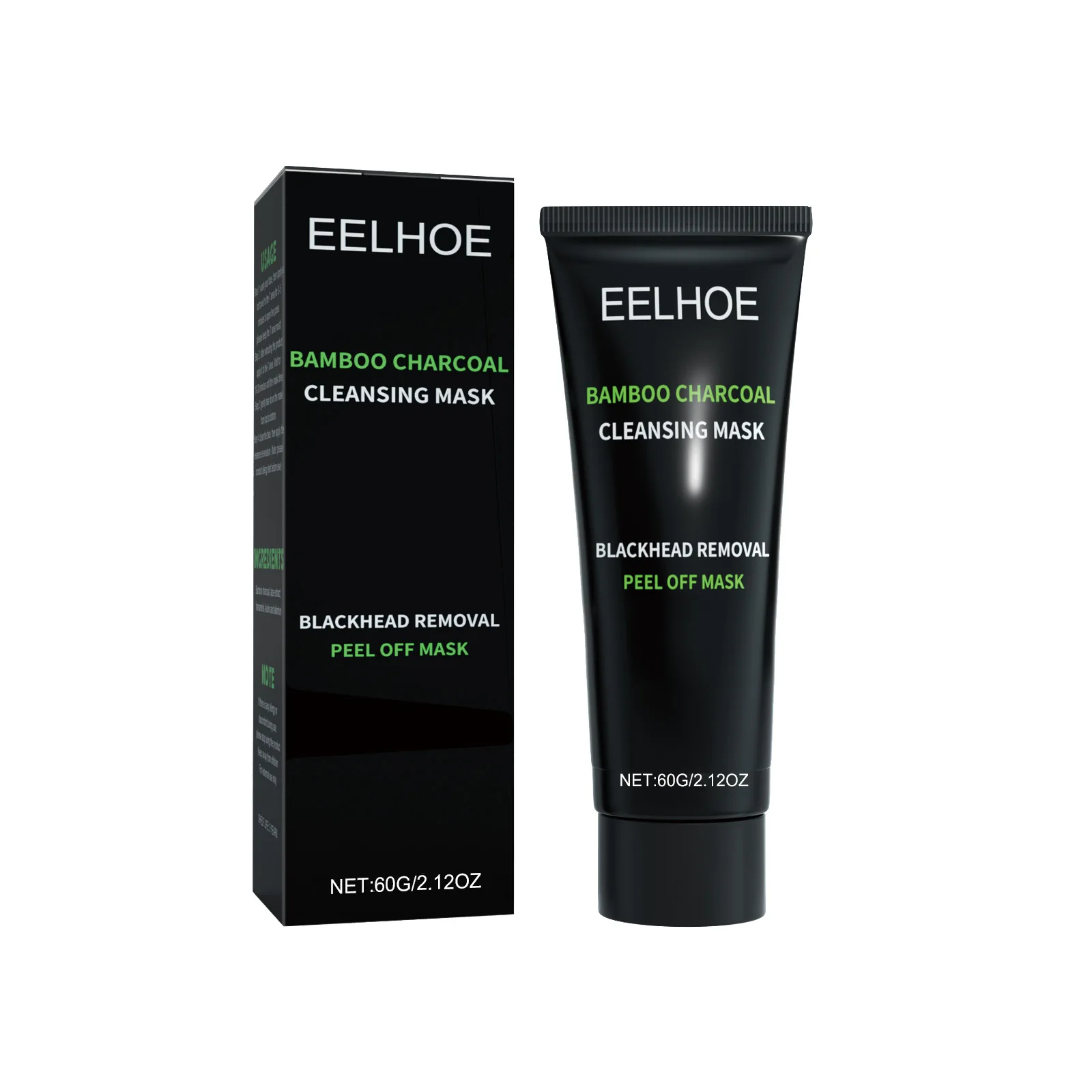 EELHOE Bamboo Charcoal Mask Blackhead Remover Deep Cleansing Shrink Pores Skin Tightening Rejuvenate the Face Tear Peel off Mask