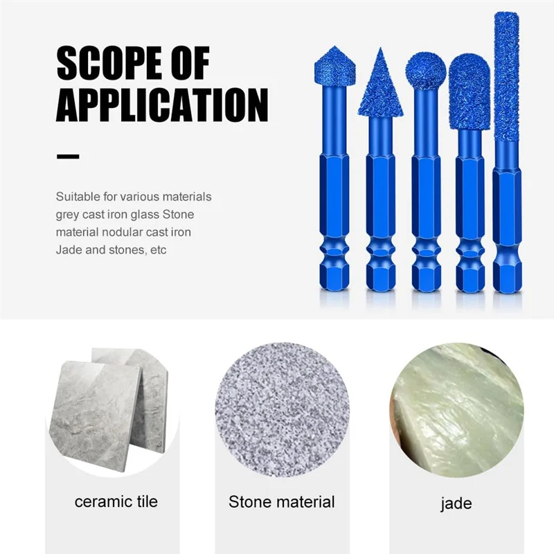 A95I-Per precisione per incisione e lucidatura Set di punte da trapano per molatura diamantata da 7 pezzi