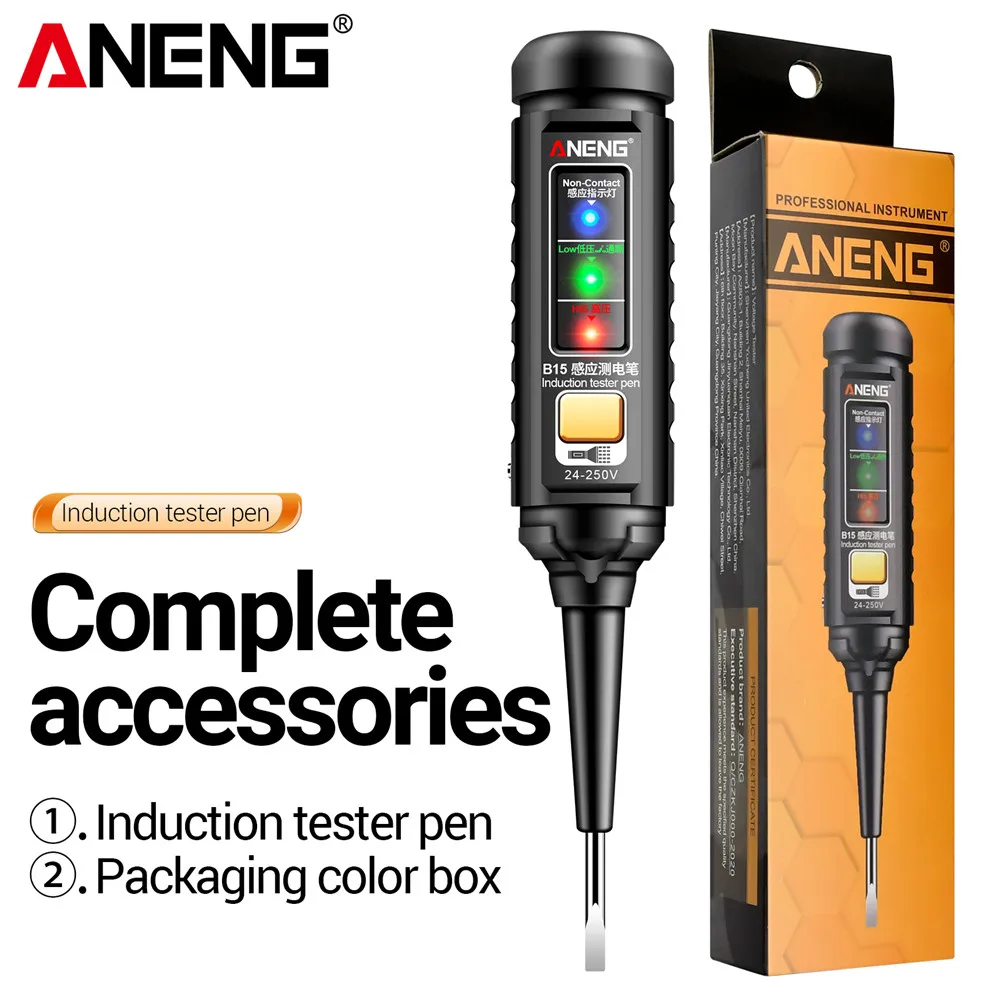 

ANENG B15 Induction Tester Pen Voltage Highlight Color Light Professional AC Voltage Detection Electrician Testing Tools