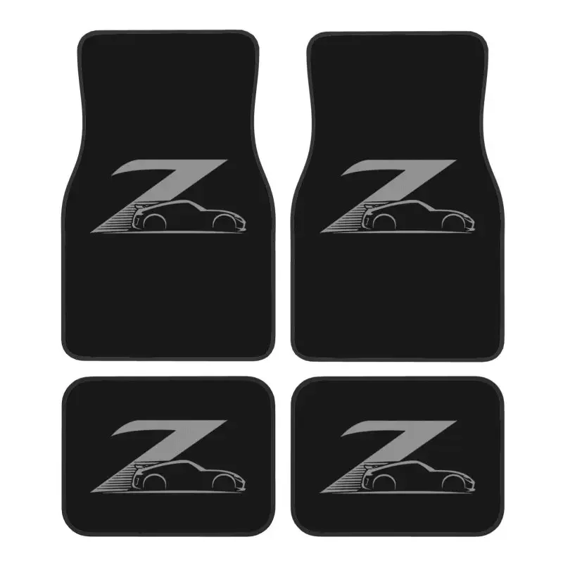 370z Custom Gray Japanese Street Race Car Floor Mats Set of 4 Pcs Car Front and Rear Foot Mats with Non-Slip Rubber Backing