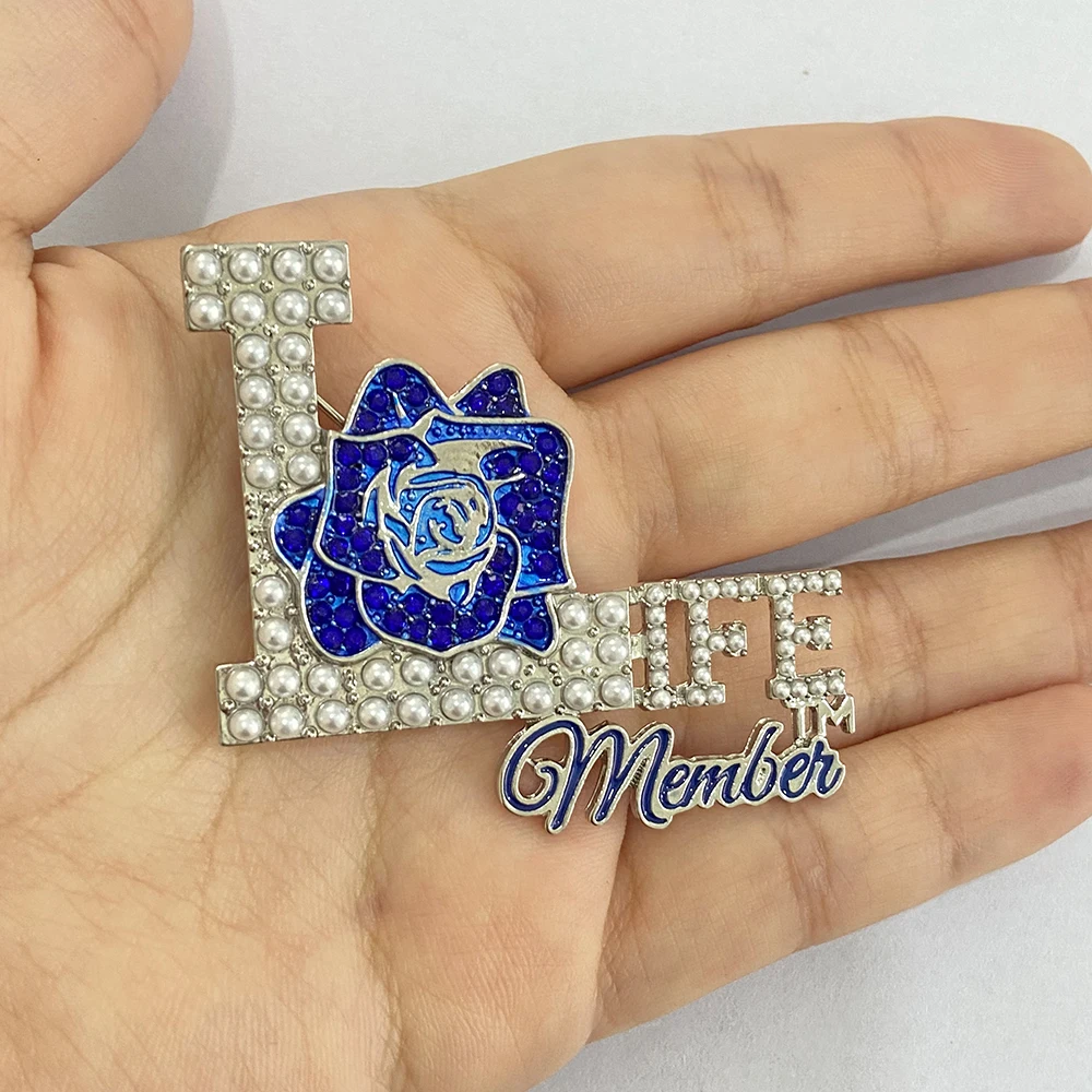 Zeta Phi Beta Greek Organization Club Blue Flower Jewelry Brooch