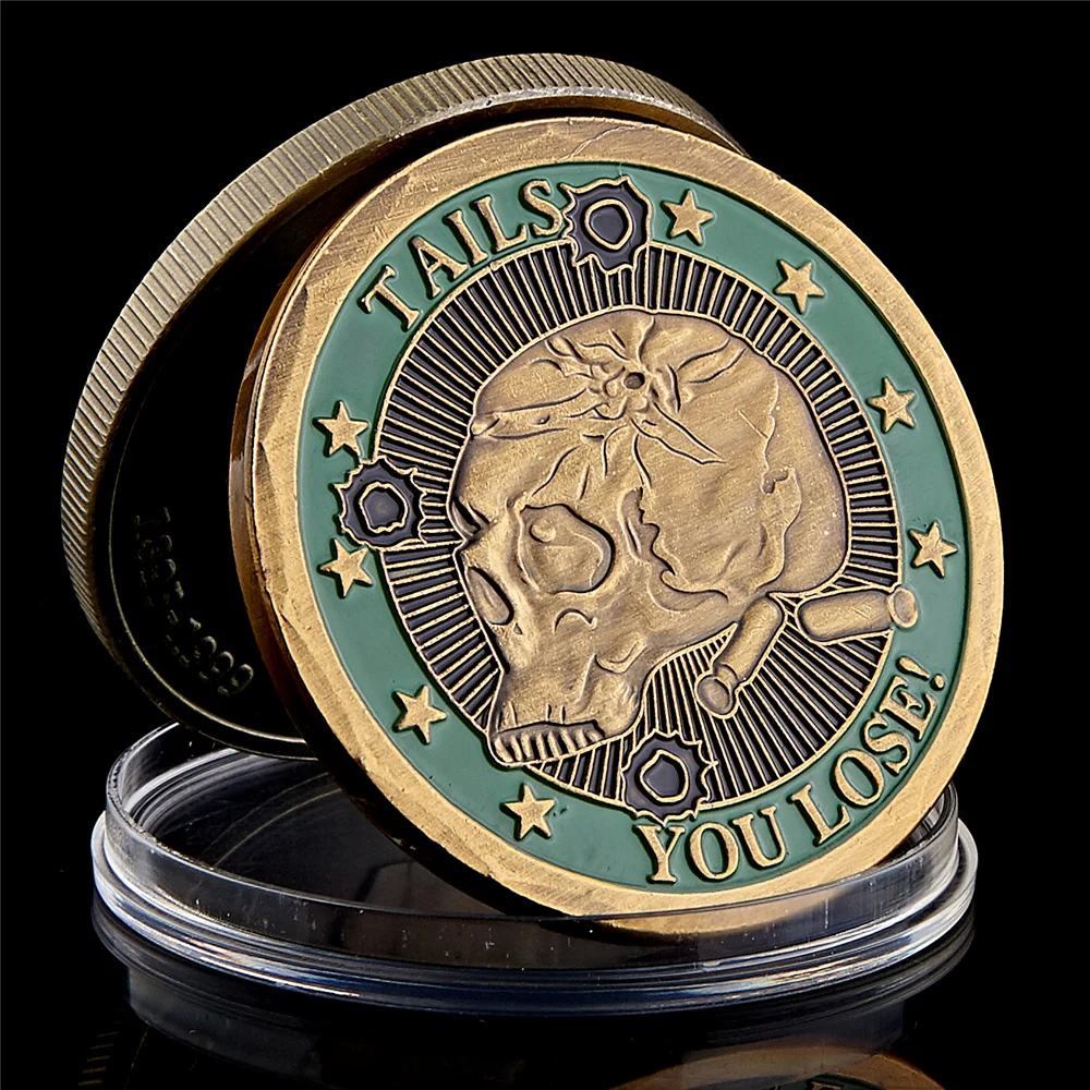 1775 Heads We Win Tails You Lose Skull Plated Commemorative Challenge Coins Artwork