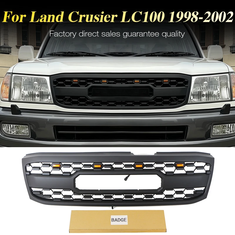 

Front Grille With Light Racing Grill TRD Style Auto Parts Fits For 1998-2002 Toyota Land Crusier LC100 FJ100 Grill