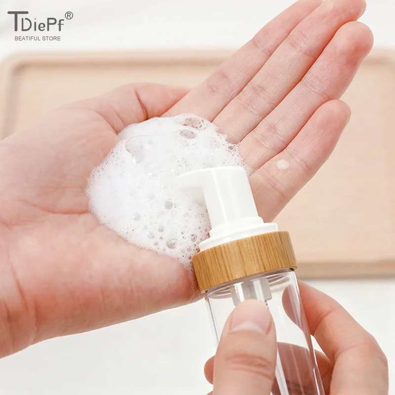 150 مللي السفر الخيزران رغوة زجاجة مضخة فارغة منظف الوجه زجاجة مستحضرات التجميل موزع صابون شامبو إعادة الملء المطهر اليد رغوة