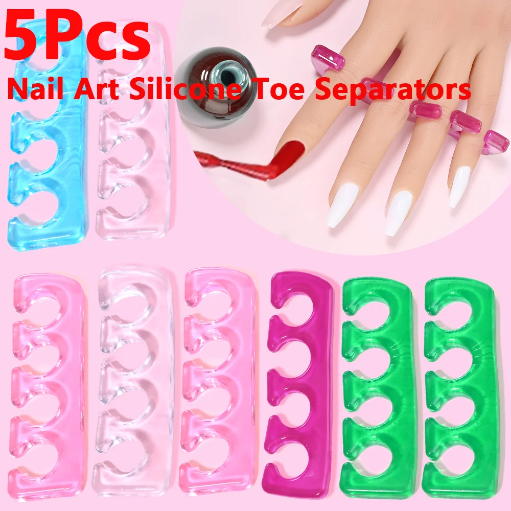 2 Stücke Nail art Weiche Silikon Zehenspreizer 2,6*9,2 cm Rosa/Klar Maniküre Pediküre CareTool Für Finger Zehen Separaten Glätteisen
