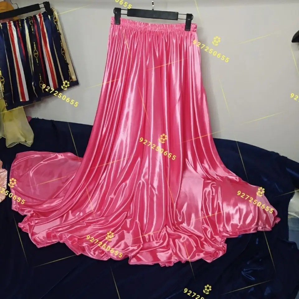 Summer Satin Silk Sexy Women High Waist Long Skirt Yoga Sleeping Loose Running Gym Bottoms