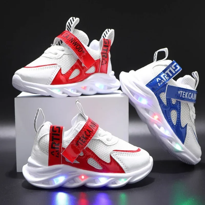 New Children Casual Shoes for Boys Girls Sneakers Summer Kids Sports Luminous Shoes Baby Mesh Breathable Soft Running 1-6Years