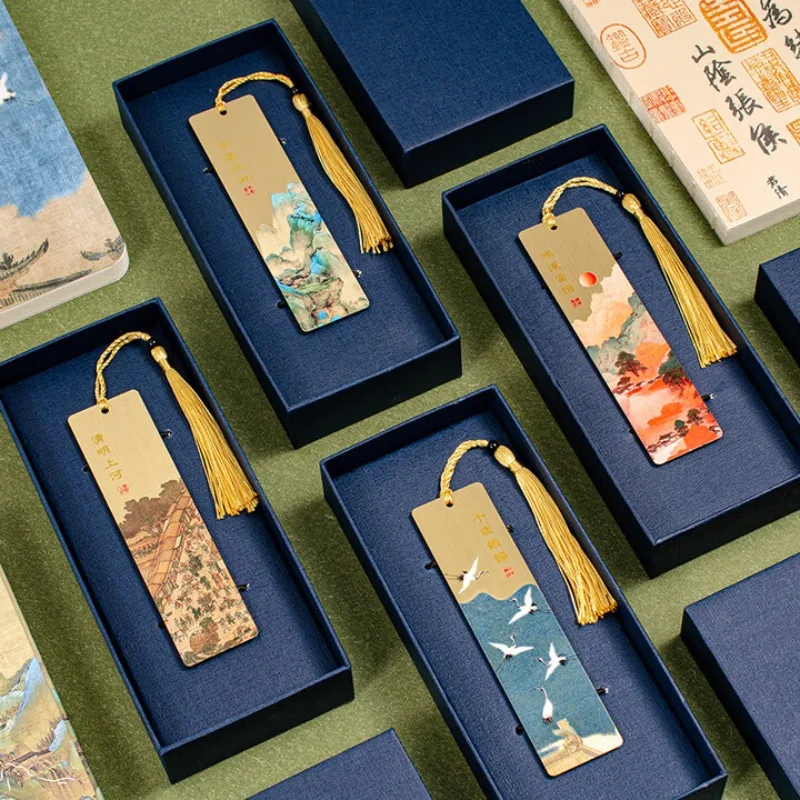 4 Messing-Lesezeichen-Geschenksets – Mix- und Match-Stile, künstlerische Lesezeichen