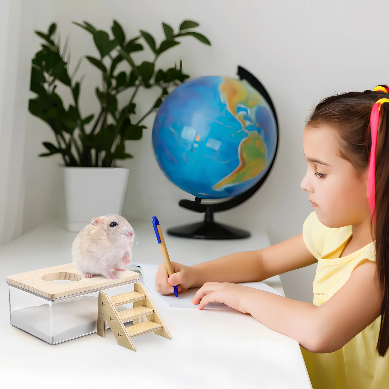 

1Set Hamster Sand Bath Kit Sand Container Climbing Ladder Small Animal Sandbox Dust Bath Tub Cleaning Scoop Hamster Stuff