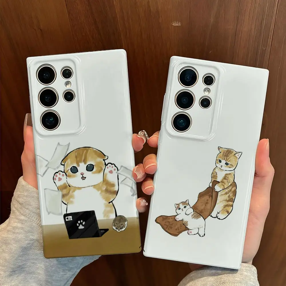 

Mofusand Cat Phone Case for Samsung S25 Shell GalaxyS24Ultra 23plus S22 21 A56 36 Glossy Film Hard PC Cover