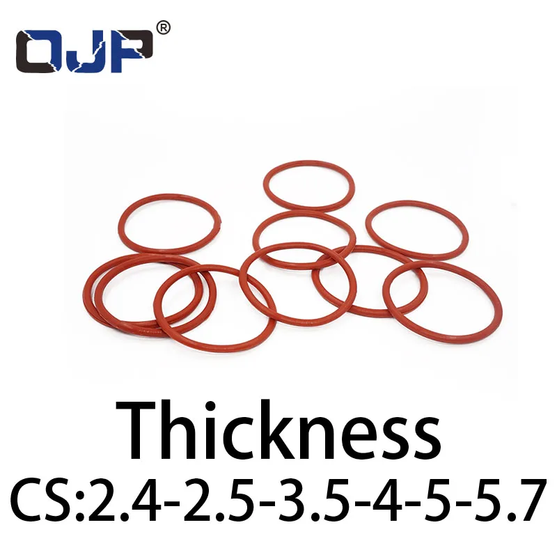 VMQ O-ring thickness 2.4/2.5/3.5/4/5/5.7mm CS silicone red temperature resistant gasket rubber complete in specifications