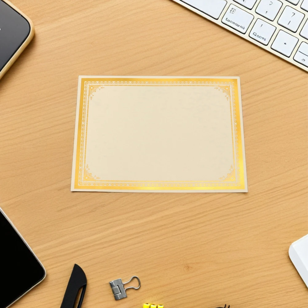 6Pcs Blank Certificate Sheets Gold Foil Border Printable Paper for Awards Graduation Diplomas Employee Recognition