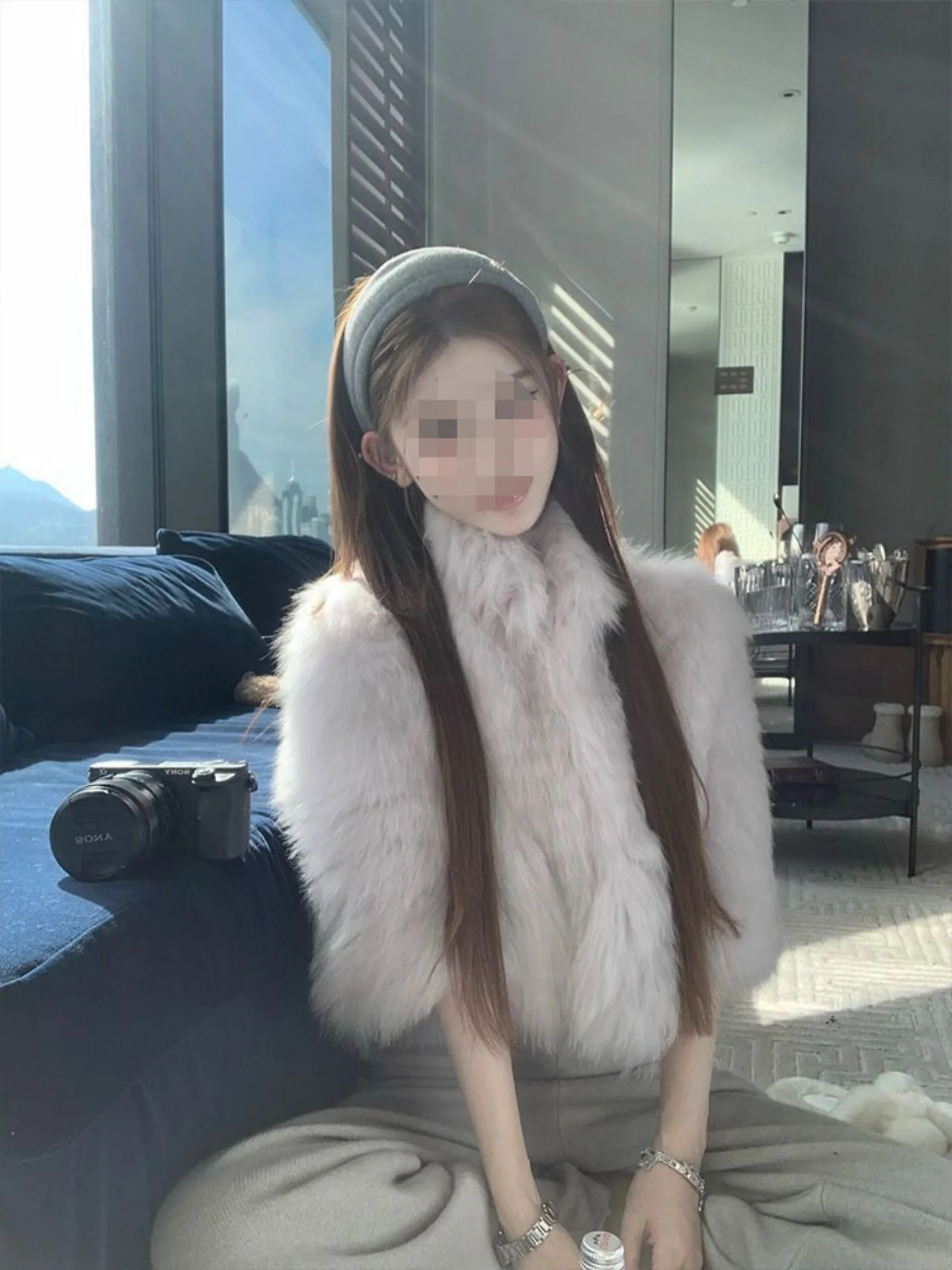 

Cute Fur ort Coat Women's Autumn Winter Warmth Button Ele Outerwear Stand Fit Long Sve round Ne Coat