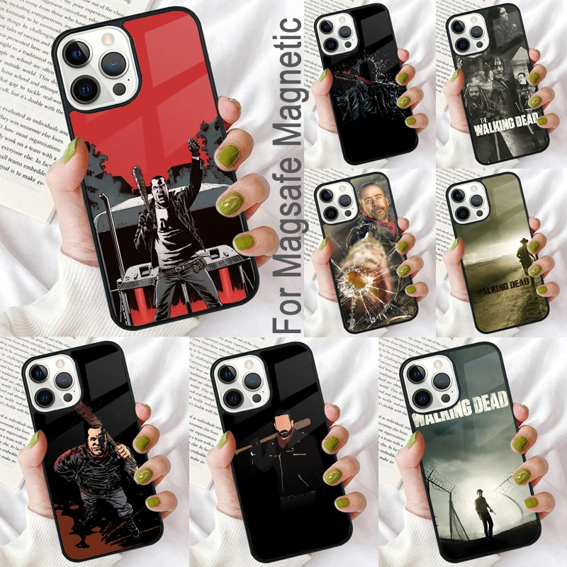 

Negan Walking Dead Magnetic Soft Phone Case for iPhone 16 Promax 15 Pro 13 14 Plus 11 12 Mini MagSafe Coque