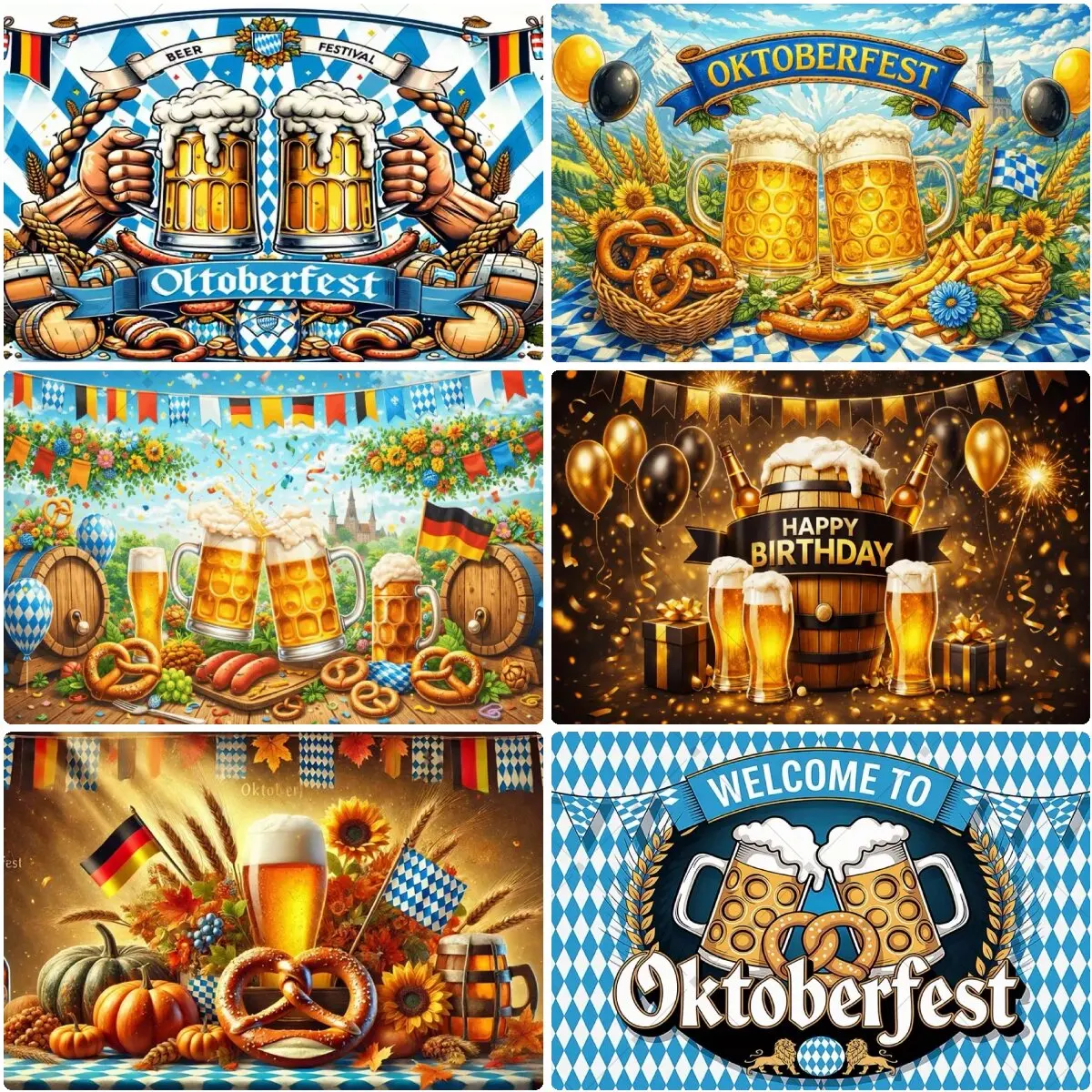 

Oktoberfest Party Decorative Background Bavarian German Beer Festival Party Decoration Banner Cake Table Booth Props
