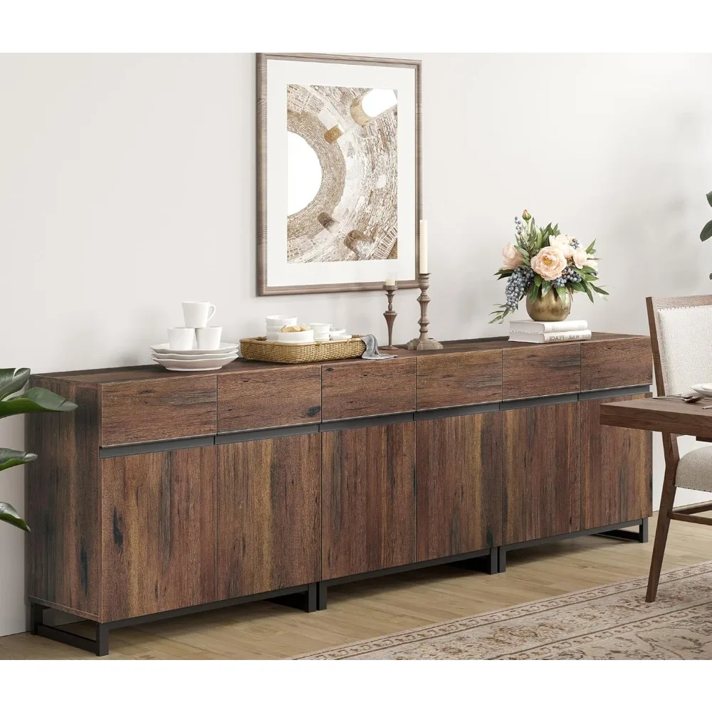 3 in 1 Multifunctional Sideboard Buffet Cabinets, Modern Sideboard with Adjustable Shelf and Metal Base, Coffee Bar Cabinet